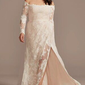 Wedding Dress Ivory 20W | Melissa Sweet | Off Shoulder Long Sleeve